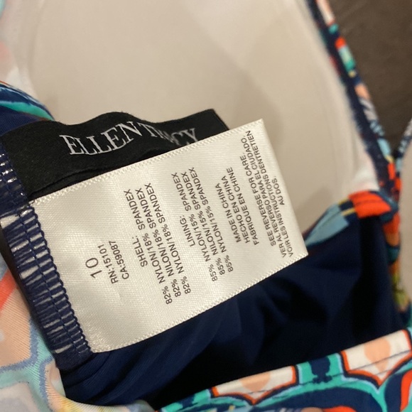Ellen Tracy Blue Orange Tankini Swim Top Size 10 - Picture 12 of 12